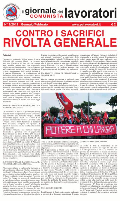 Il Giornale Comunista dei Lavoratori - Gennaio 2012