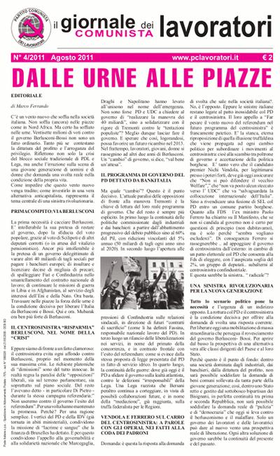 Il Giornale Comunista dei Lavoratori - Agosto 2011
